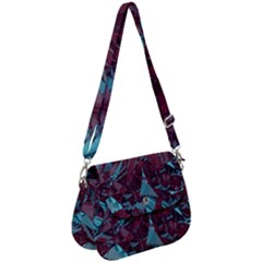 Boho Teal Wine Mosaic Saddle Handbag by SpinnyChairDesigns