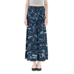 Prussian Blue Music Notes Full Length Maxi Skirt by SpinnyChairDesigns