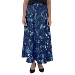 Prussian Blue Music Notes Flared Maxi Skirt by SpinnyChairDesigns