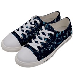 Prussian Blue Music Notes Women s Low Top Canvas Sneakers by SpinnyChairDesigns