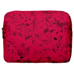 Scarlet Red Music Notes Make Up Pouch (large) by SpinnyChairDesigns