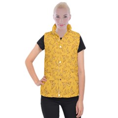 Mustard Yellow Monarch Butterflies Women s Button Up Vest by SpinnyChairDesigns