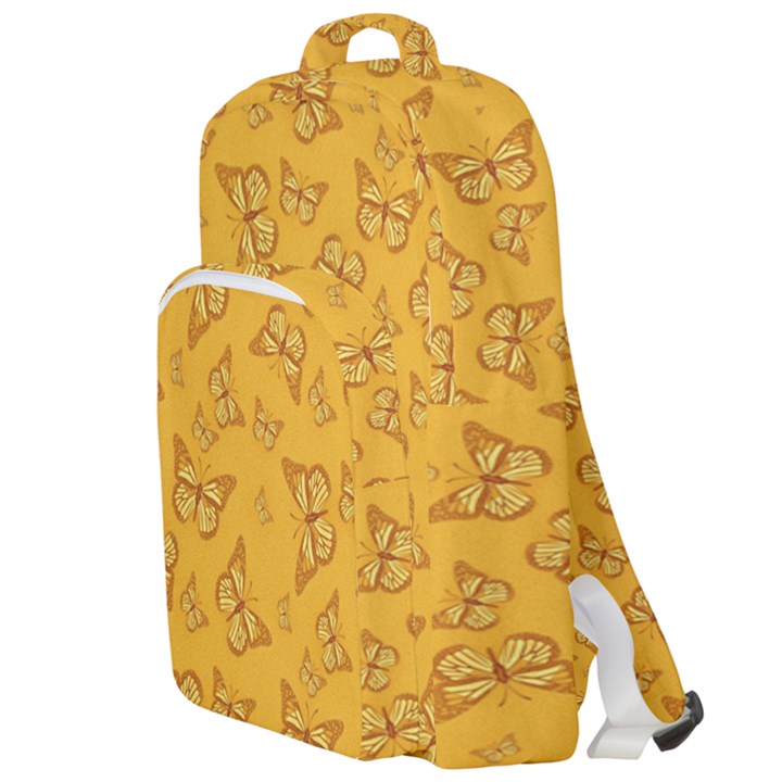 Mustard Yellow Monarch Butterflies Double Compartment Backpack