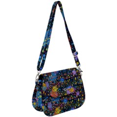 Abstract Paint Splatters Saddle Handbag by SpinnyChairDesigns