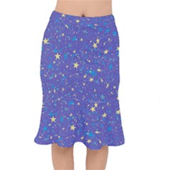 Starry Night Purple Short Mermaid Skirt by SpinnyChairDesigns