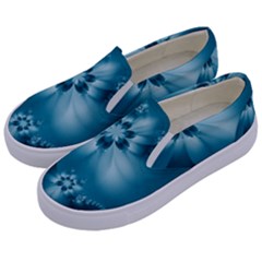 Teal Floral Print Kids  Canvas Slip Ons by SpinnyChairDesigns