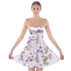 Purple Wildflower Print Strapless Bra Top Dress by SpinnyChairDesigns