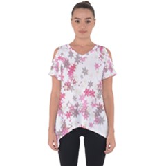 Pink Wildflower Print Cut Out Side Drop Tee by SpinnyChairDesigns