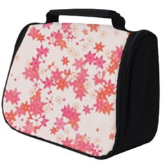 Vermilion And Coral Floral Print Full Print Travel Pouch (big) by SpinnyChairDesigns