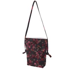 Pink Wine Floral Print Folding Shoulder Bag by SpinnyChairDesigns