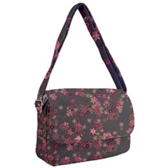 Pink Wine Floral Print Courier Bag by SpinnyChairDesigns