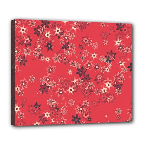 Red Wildflower Floral Print Deluxe Canvas 24  X 20  (stretched) by SpinnyChairDesigns