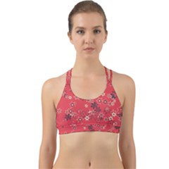 Red Wildflower Floral Print Back Web Sports Bra by SpinnyChairDesigns