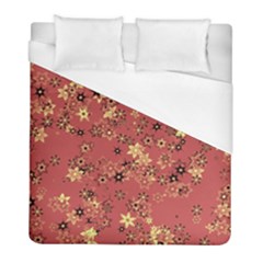 Gold And Rust Floral Print Duvet Cover (full/ Double Size) by SpinnyChairDesigns