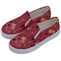 Gold and Rust Floral Print Kids  Canvas Slip Ons View2