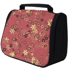 Gold And Rust Floral Print Full Print Travel Pouch (big) by SpinnyChairDesigns