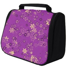 Gold Purple Floral Print Full Print Travel Pouch (big) by SpinnyChairDesigns