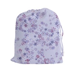 Pastel Purple Floral Pattern Drawstring Pouch (2xl) by SpinnyChairDesigns