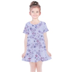 Pastel Purple Floral Pattern Kids  Simple Cotton Dress by SpinnyChairDesigns