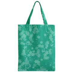 Biscay Green Floral Print Zipper Classic Tote Bag by SpinnyChairDesigns