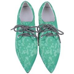 Biscay Green Floral Print Pointed Oxford Shoes by SpinnyChairDesigns