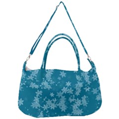 Teal Blue Floral Print Removal Strap Handbag by SpinnyChairDesigns