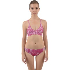 Blush Pink Floral Print Wrap Around Bikini Set by SpinnyChairDesigns
