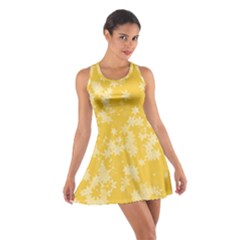 Saffron Yellow Floral Print Cotton Racerback Dress by SpinnyChairDesigns
