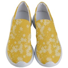 Saffron Yellow Floral Print Women s Lightweight Slip Ons by SpinnyChairDesigns