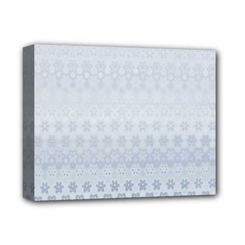 Faded Blue Floral Print Deluxe Canvas 14  X 11  (stretched) by SpinnyChairDesigns