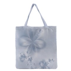 Faded Blue Floral Print Grocery Tote Bag by SpinnyChairDesigns