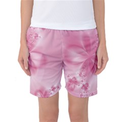 Blush Pink Floral Print Women s Basketball Shorts by SpinnyChairDesigns