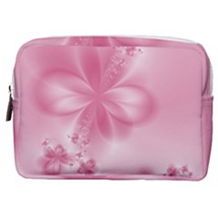 Blush Pink Floral Print Make Up Pouch (medium) by SpinnyChairDesigns