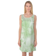 Tea Green Floral Print Sleeveless Satin Nightdress by SpinnyChairDesigns