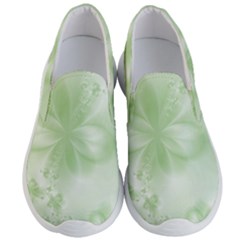 Tea Green Floral Print Men s Lightweight Slip Ons by SpinnyChairDesigns