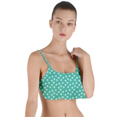 Biscay Green White Floral Print Layered Top Bikini Top  by SpinnyChairDesigns
