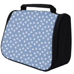 Faded Blue White Floral Print Full Print Travel Pouch (big) by SpinnyChairDesigns