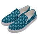 Teal White Floral Print Men s Canvas Slip Ons View2