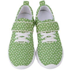 Spring Green White Floral Print Women s Velcro Strap Shoes by SpinnyChairDesigns