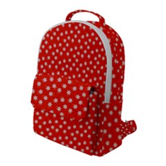 Red White Floral Print Flap Pocket Backpack (large) by SpinnyChairDesigns