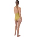 Saffron Yellow White Floral Pattern Plunge Cut Halter Swimsuit View2