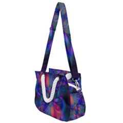 Abstract Floral Art Print Rope Handles Shoulder Strap Bag by SpinnyChairDesigns
