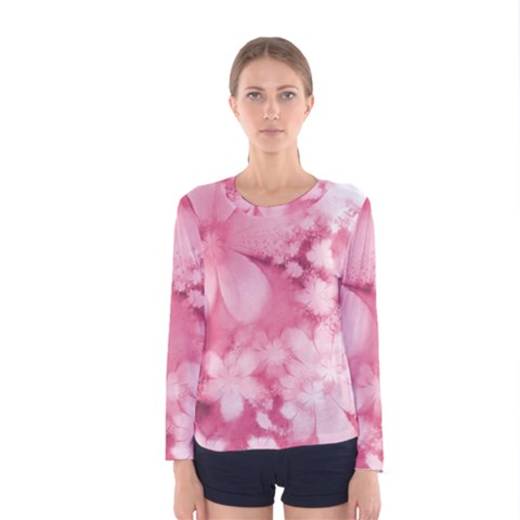 Blush Pink Watercolor Flowers Women s Long Sleeve Tee by SpinnyChairDesigns