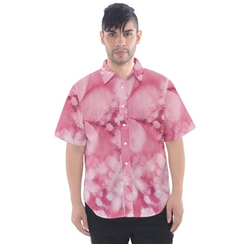 Blush Pink Watercolor Flowers Men s Short Sleeve Shirt by SpinnyChairDesigns