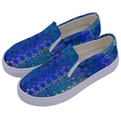 Boho Blue Wildflower Print Kids  Canvas Slip Ons by SpinnyChairDesigns