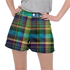 Colorful Madras Plaid Ripstop Shorts by SpinnyChairDesigns