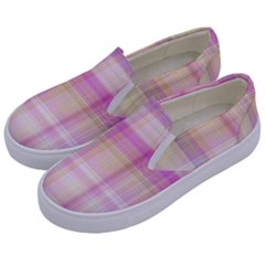 Pink Madras Plaid Kids  Canvas Slip Ons by SpinnyChairDesigns