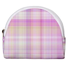 Pink Madras Plaid Horseshoe Style Canvas Pouch by SpinnyChairDesigns