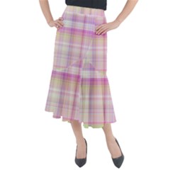 Pink Madras Plaid Midi Mermaid Skirt by SpinnyChairDesigns