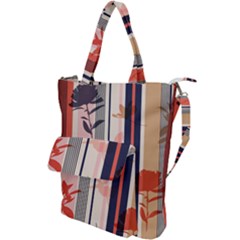 Stripies Orange Floral Pattern Shoulder Tote Bag